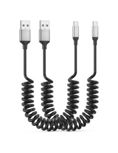 Cable USB C Enrollado Acecene 3A 0.91m Carga Rápida para Coche