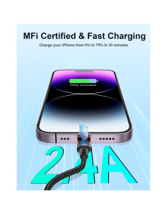 Cable de Carga Corto Bkduice Lightning 30.48 cm - Paquete de 2 2