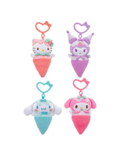 Paquete de 4 Peluches Clip-On Hello Kitty y Amigos 10.16 cm