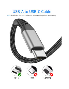 Cable USB C Corto 15 cm Umefly Carga Rápida 3A 2 Paquete 2
