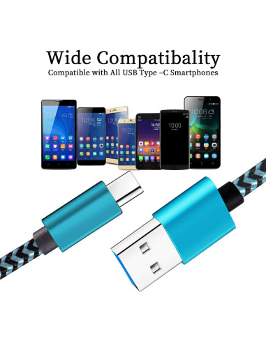 Cables USB C Trenzados de Carga Rápida 3A Teeind - 1.83m