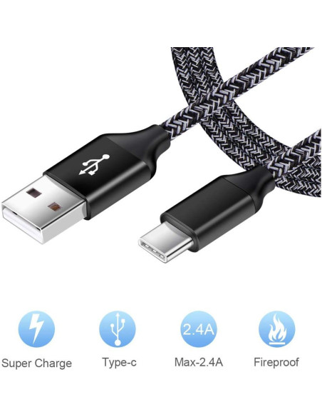 Cargador de Pared USB Tipo C Rápido 2-Pack 6ft para Samsung y Google
