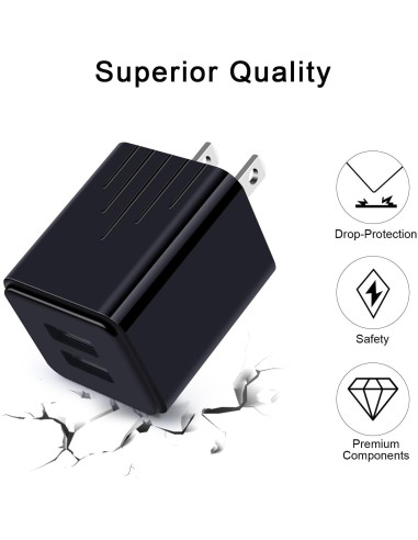 Cargador de Pared USB Tipo C Rápido 2-Pack 6ft para Samsung y Google