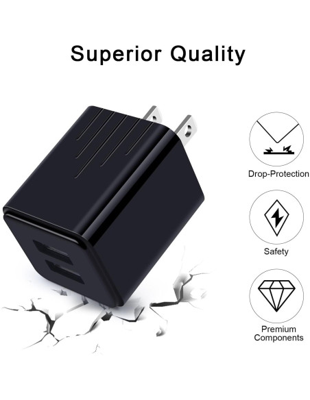 Cargador de Pared USB Tipo C Rápido 2-Pack 6ft para Samsung y Google