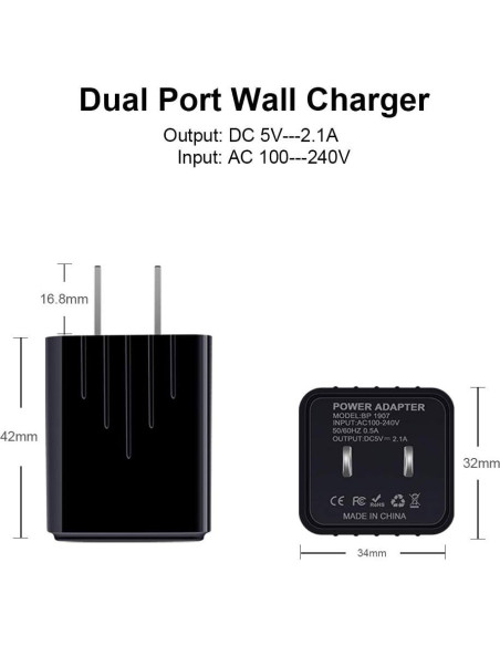 Cargador de Pared USB Tipo C Rápido 2-Pack 6ft para Samsung y Google