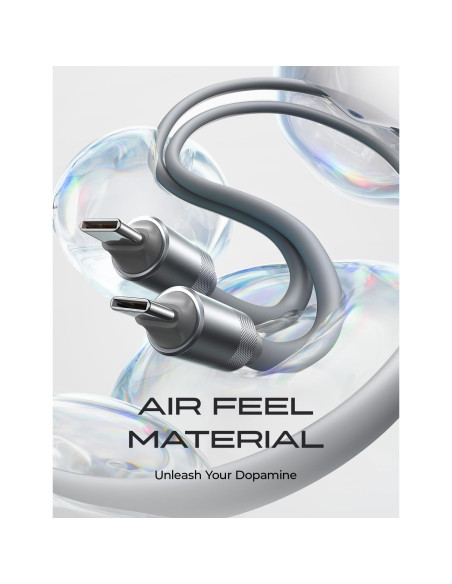 Cable USB C 3M LISEN 100W Carga Rápida Silicona Gris