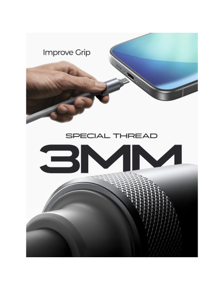 Cable USB C 3M LISEN 100W Carga Rápida Silicona Gris