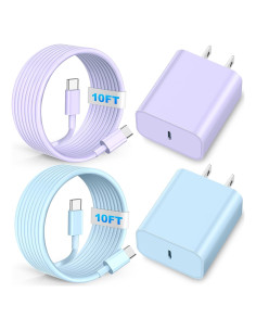 Cargador Rápido USB C Riofxqin 20W + Cable 10FT para iPhone