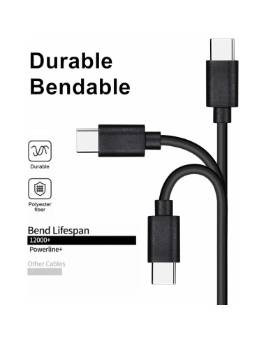 20 Cables de Carga Rápida USB-C Weishan 1m 48W Negro