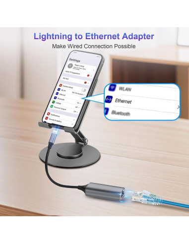 Adaptador Lightning a Ethernet Junsky 100Mbps Gris