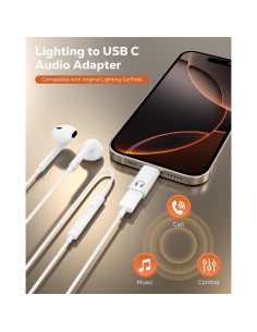 Adaptador de Audio Lightning a USB C MoKo para iPhone 16e/16/15 Pro 2