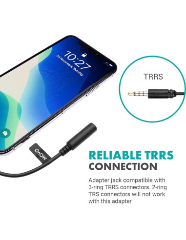 Adaptador de Audio Movo IMA-3 TRRS 3.5mm a Lightning 90