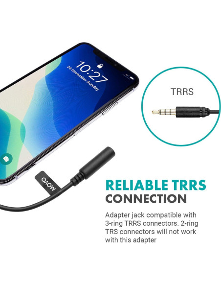 Adaptador de Audio Movo IMA-3 TRRS 3.5mm a Lightning 90