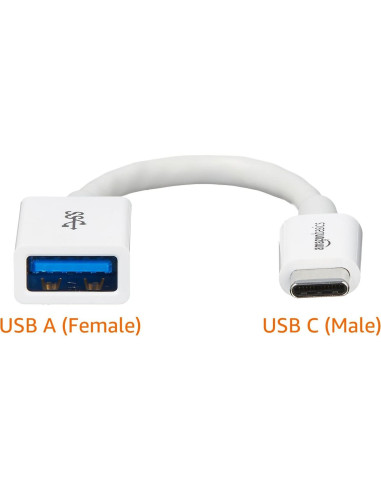 Adaptador USB-C a USB-A 3.1 Gen1 Amazon Basics Blanco