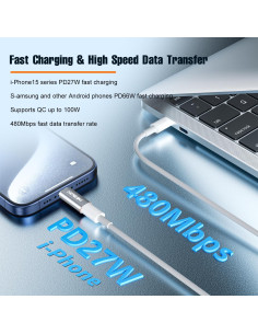 Adaptador Lightning a USB-C HOWJIM C27, Carga Rápida 27W 2