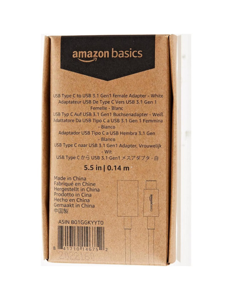 Adaptador USB-C a USB-A 3.1 Gen1 Amazon Basics Blanco Adaptador USB-C a USB-A 3.1 Gen1 Amazon Basics Blanco