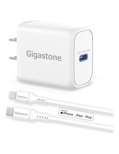 Cargador Rápido USB-C 20W Gigastone + Cable Lightning 1.5m