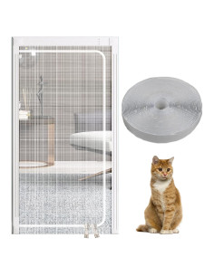 Puerta de Pantalla para Gatos PINVNBY 99x208 cm Doble Cremallera