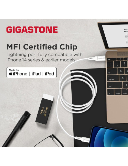 Cargador Rápido USB-C 20W Gigastone + Cable Lightning 1.5m