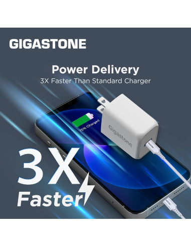 Cargador Rápido USB-C 20W Gigastone + Cable Lightning 1.5m