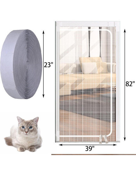 Puerta de Pantalla para Gatos PINVNBY 99x208 cm Doble Cremallera