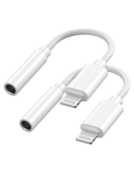 Paquete de 2 Adaptadores Lightning a 3.5mm MFi para iPhone