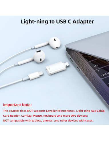 Adaptador de Audio USB C a Lightning Jadebones con Carga Rápida