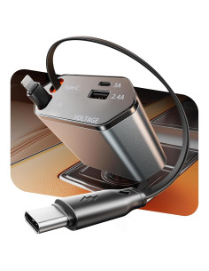 Cargador de Coche Retráctable GUSGU 100W 4 en 1 USB-C Lightning