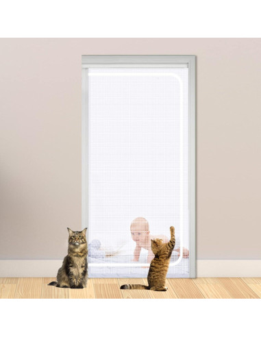 Puerta de Pantalla para Gatos PINVNBY 99x208 cm Doble Cremallera