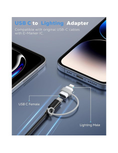 Adaptador USB C a Lightning MoKo - Carga y Sincronización - 2 Piezas 2