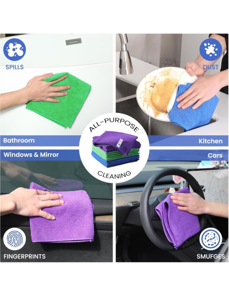 Paño de limpieza de microfibra GREEN POMELO - 12 unidades 40x40 cm