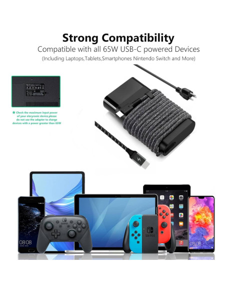 Cargador USB-C 65W HP Envy - Adaptador portátil ligero