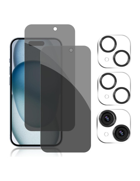 Protector de Pantalla Privado Pehael para iPhone 15 - 4 Piezas