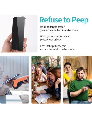 Protector de Pantalla Privado Pehael para iPhone 15 - 4 Piezas