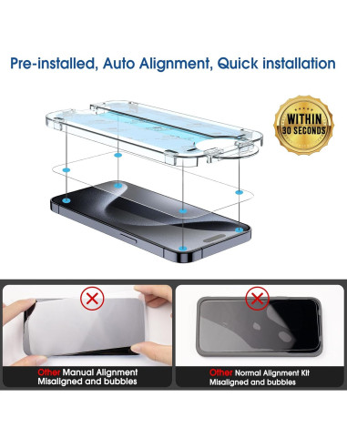 Protector de Pantalla amFilm para iPhone 15 Pro 6.1" 2+2