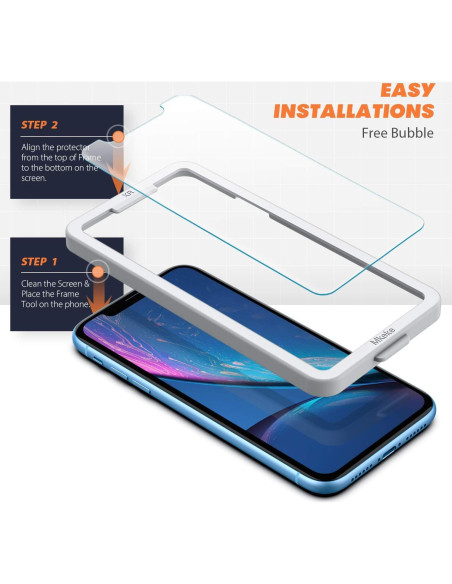 Protector de Pantalla Mkeke para iPhone 11/XR 6.1" Vidrio Templado 9H