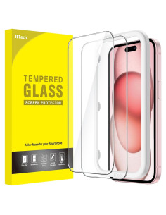 Protector de Pantalla JETech para iPhone 15 6.1" Vidrio Templado 2-Pack