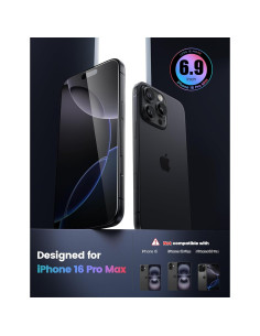 Protector de Pantalla Lamicall Vidrio Templado iPhone 16 Pro Max 2