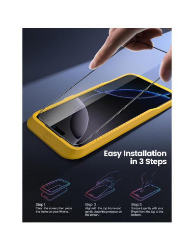 Protector de Pantalla Lamicall Vidrio Templado iPhone 16 Pro Max