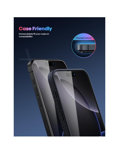 Protector de Pantalla Lamicall Vidrio Templado iPhone 16 Pro Max