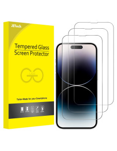 Protector de Pantalla JETech para iPhone 14 Pro Max 6.7" Vidrio Templado 9H