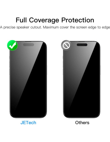 Protector de Pantalla JETech para iPhone 14 Pro Max 6.7" Vidrio Templado 9H