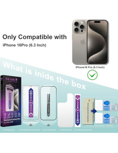 Protector de Pantalla Vidrio Templado 2 Pack SHANG PIN JIA iPhone 16 Pro 2