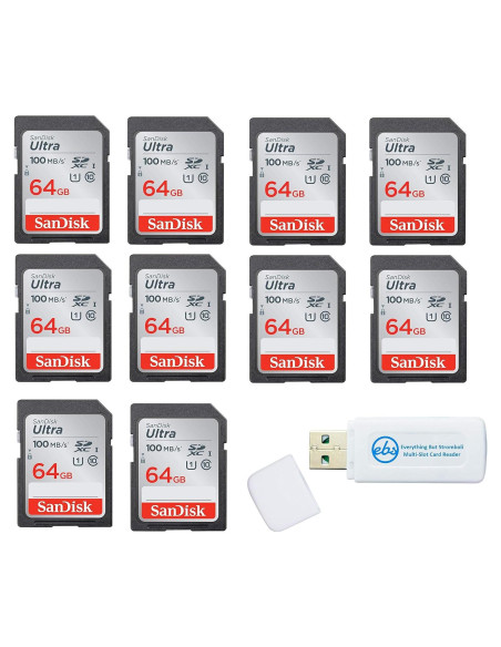 Paquete de 10 Tarjetas SD SanDisk Ultra 64GB UHS-I Clase 10