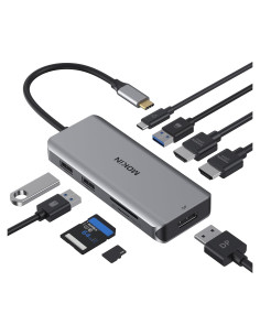 Hub USB-C MOKiN 9 en 1 con 2 HDMI 4K y DisplayPort