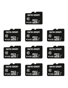 Micro Center 16GB Tarjeta MicroSDHC Clase 10 con Adaptador - 10 Paquete