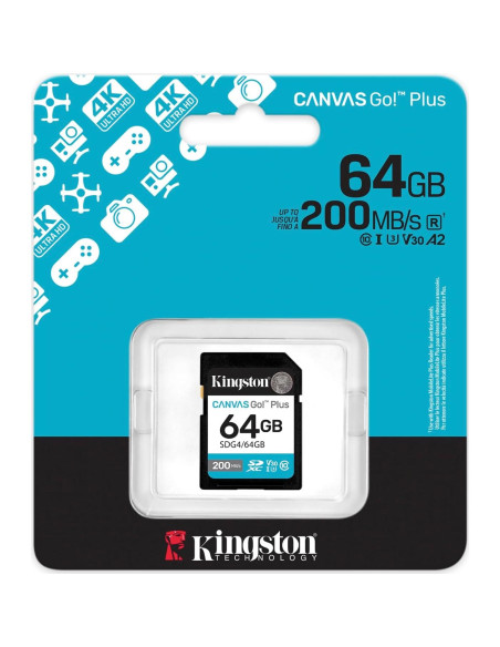 Tarjeta SD Kingston Canvas Go Plus 64GB UHS-I 200MB/s