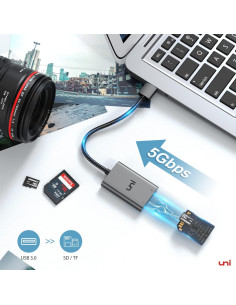 Lector de Tarjeta SD uni USB 3.0 Aluminio 2 Ranuras 5Gbps 2