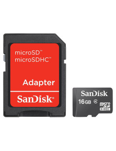 Tarjeta MicroSDHC SanDisk 16GB Clase 4 con Adaptador