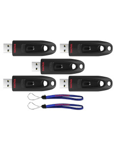 SanDisk 32GB USB 3.0 Ultra CZ48 - Paquete de 5 con Lanyards